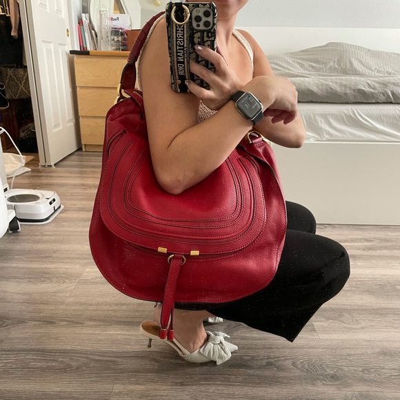 Chloe Large Marcie Hobo- Red - Picture 11 of 16